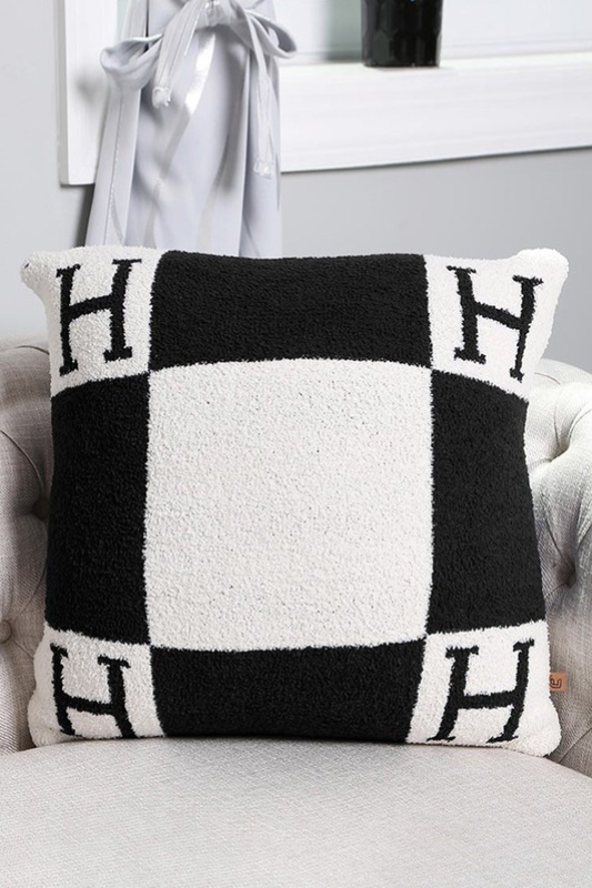 STYLED BY ALX COUTURE MIAMI BOUTIQUE Black H Patterned Cushion Cover