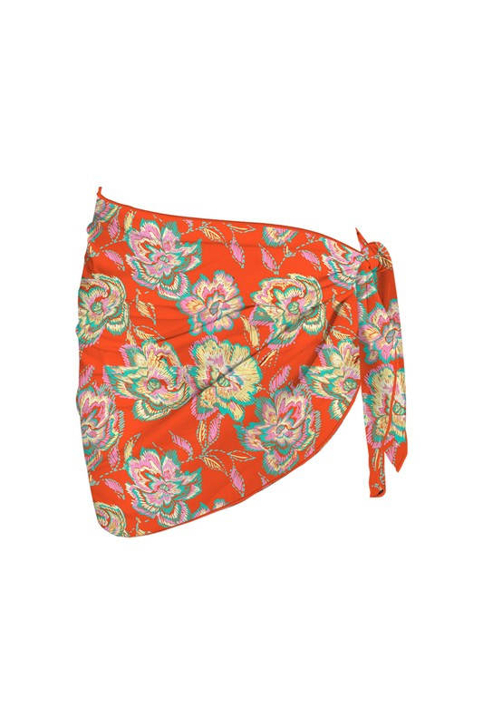 STYLED BY ALX COUTURE MIAMI BOUTIQUE Orange Floral Maui Coverup Skirt