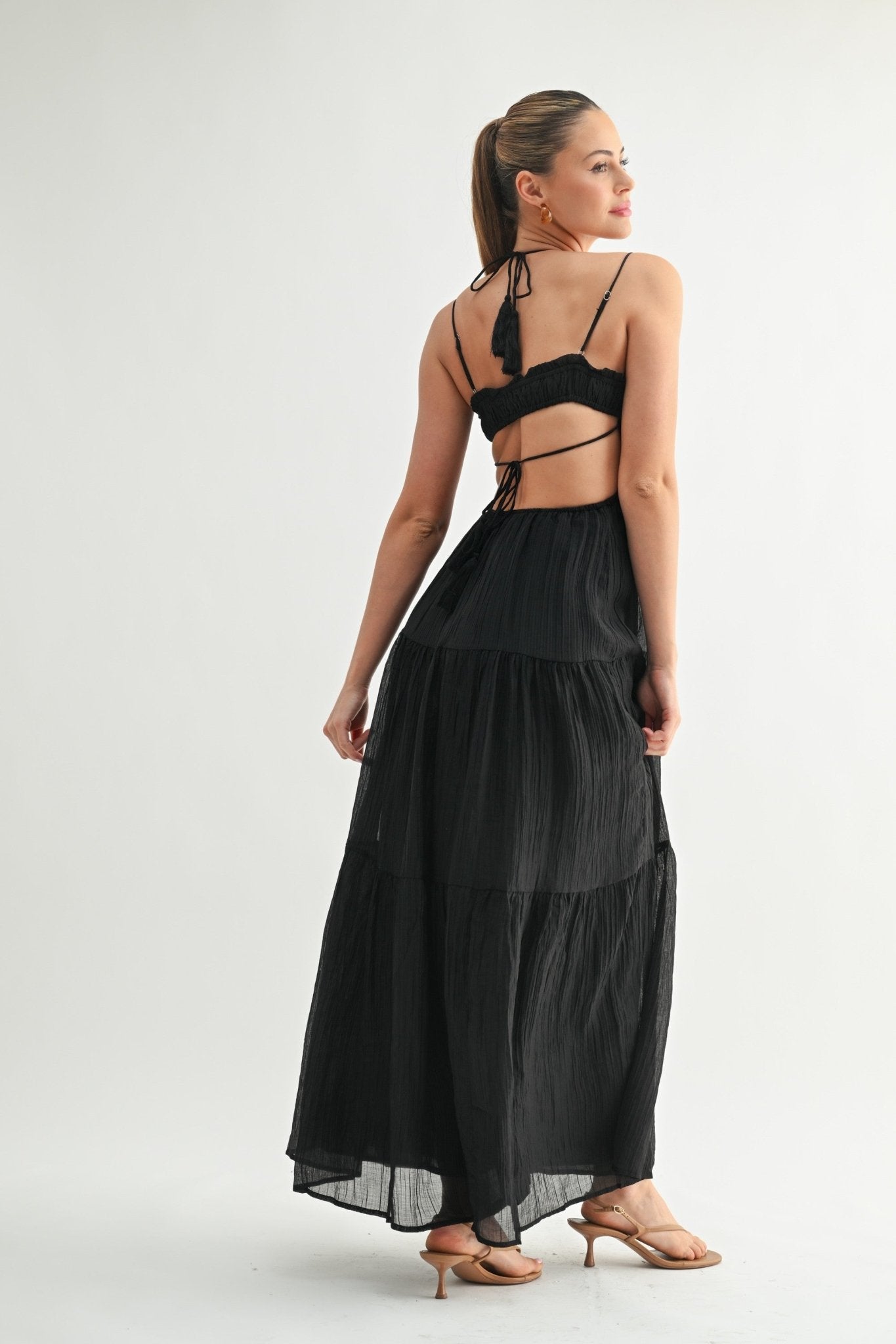Black Ethereal Tiered Maxi Dress – STYLED BY ALX COUTURE