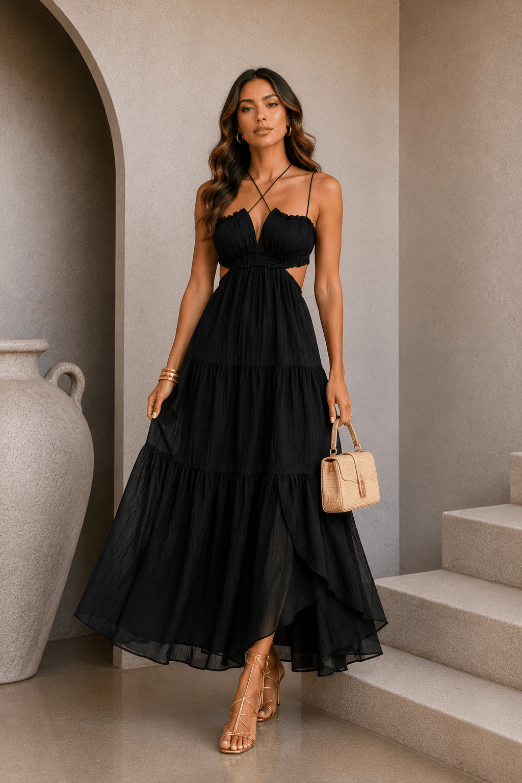Black Tiered Maxi Dress