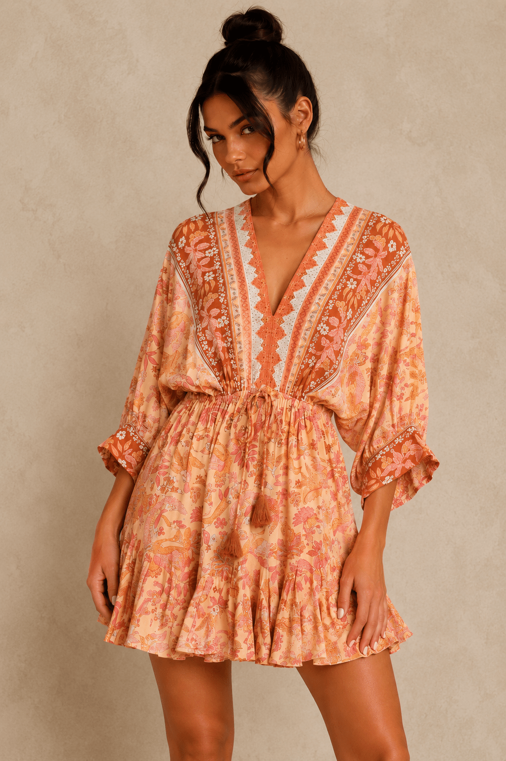 Coral & Orange Kimono Mini Dress – STYLED BY ALX COUTURE