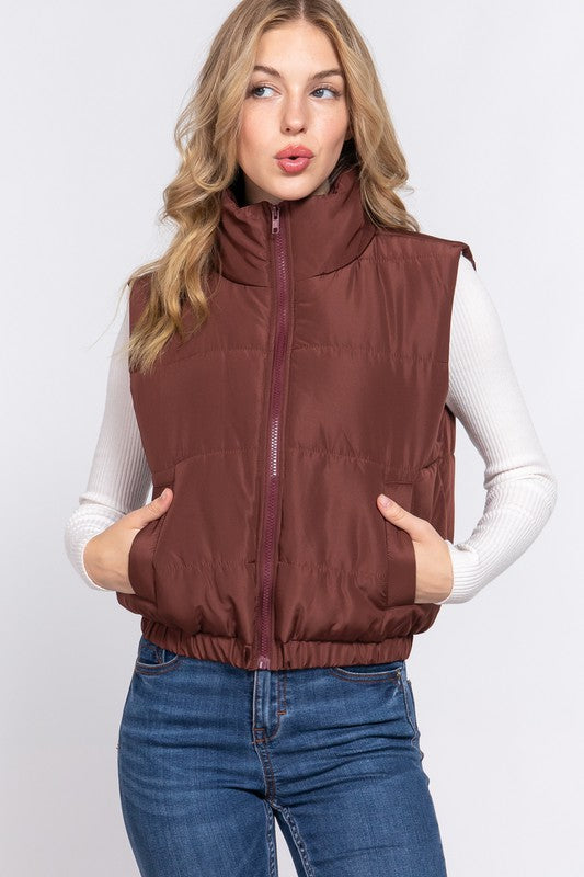 STYLED BY ALX COUTURE MIAMI BOUTIQUE Brown Puffer Padding Vest