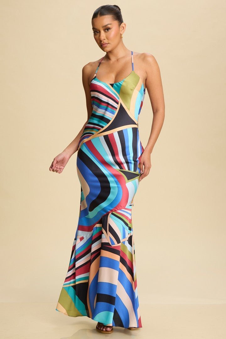 Multi Color & Pattern Lace Up Dress – STYLED BY ALX COUTURE
