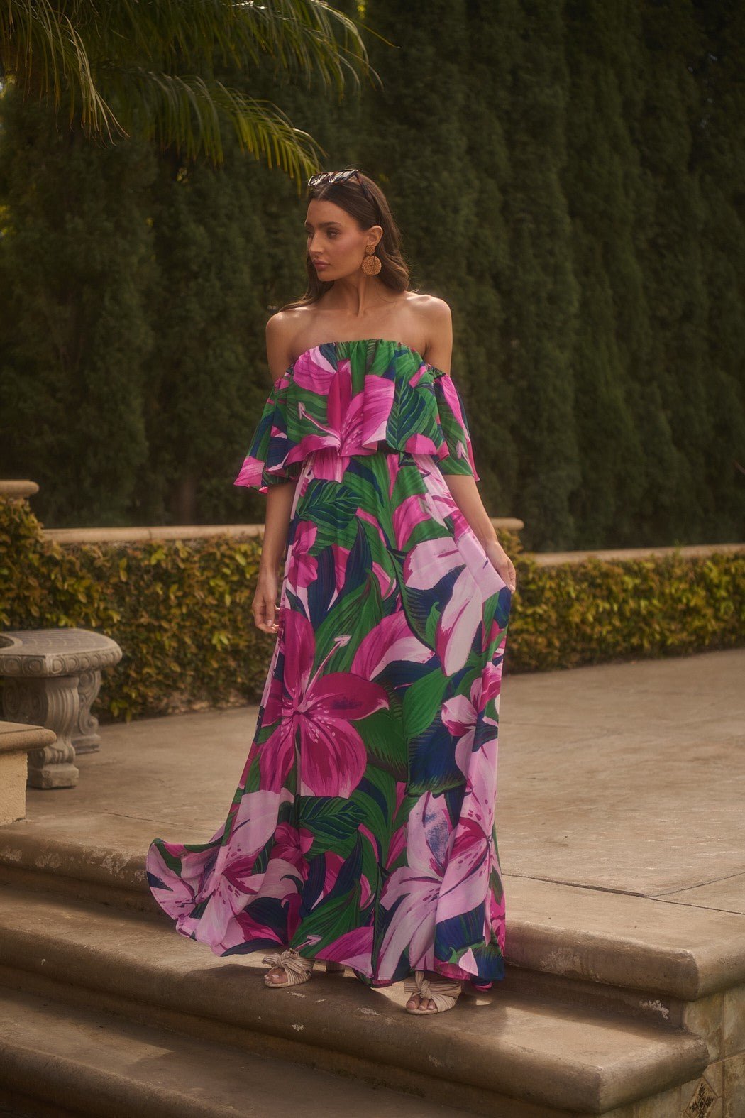 floral off shoulder ruffle dress Floral Maxi Dress – STYLED BY ALX COUTURE