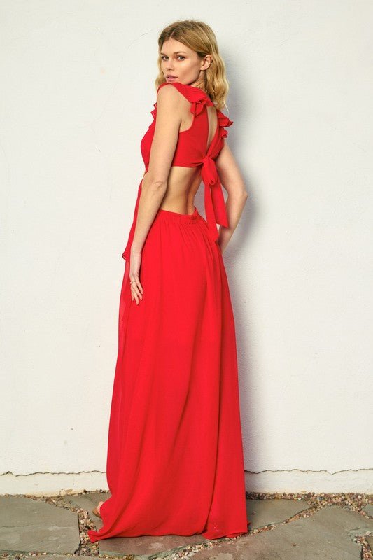 navy blue dress for baby girl Red Long Spaghetti Straps Mermaid Backless Prom Dress main image 1
