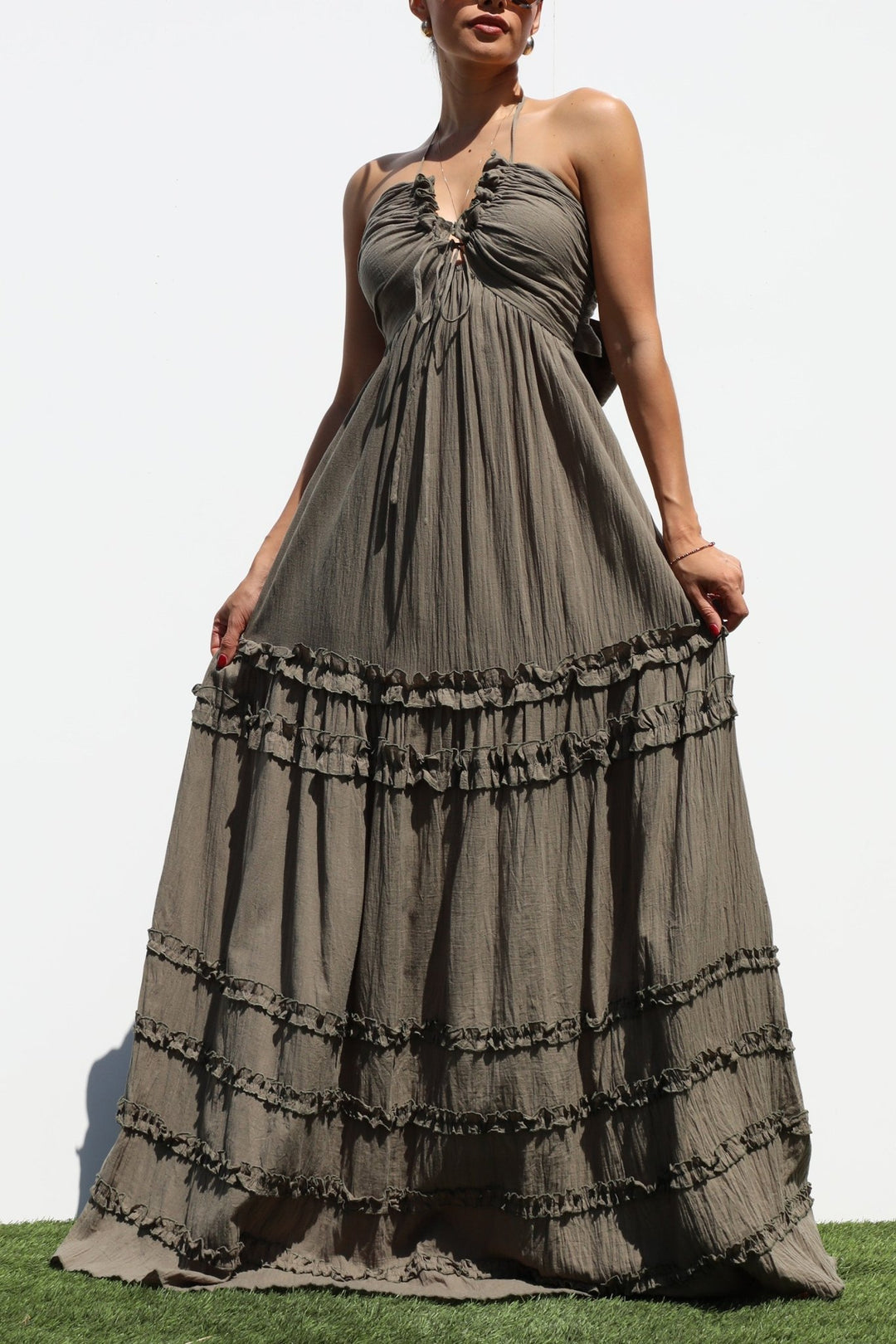V Neck Woven Maxi Dress - STYLED BY ALX COUTUREDresses