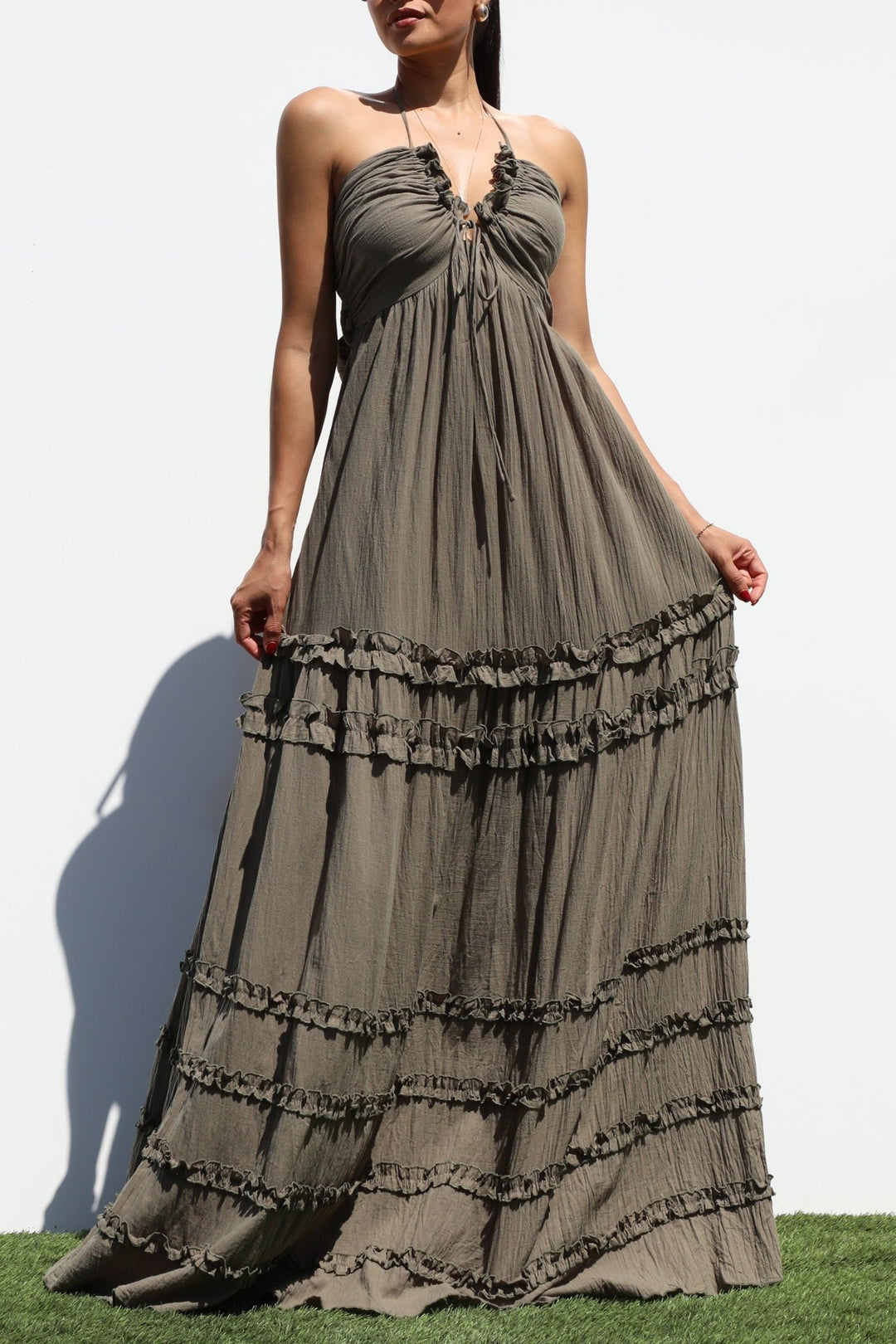 V Neck Woven Maxi Dress - STYLED BY ALX COUTUREDresses