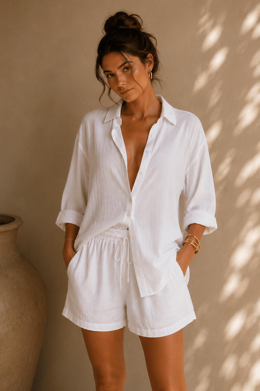 white linen dress shorts Button Down Set Homecoming Dresses 2018 Prom Size:36 Short Nocturne wedding dress The Cooper Shorts feature
