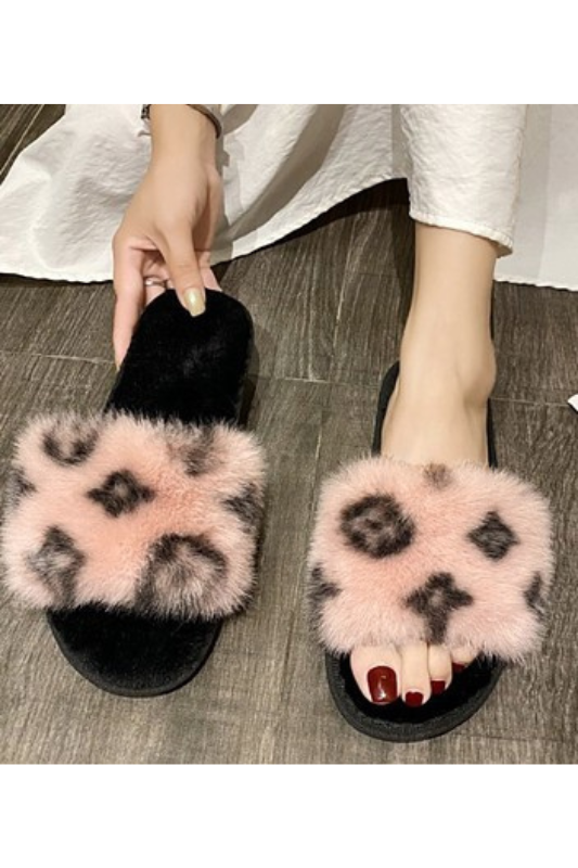 STYLED BY ALX COUTURE MIAMI BOUTIQUE Pink Monogram Fluffy Comfy Slipper