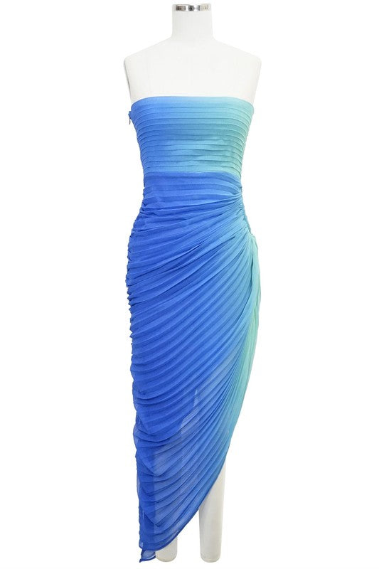 model is wearing Blue Multi Ombre Tube Dress
