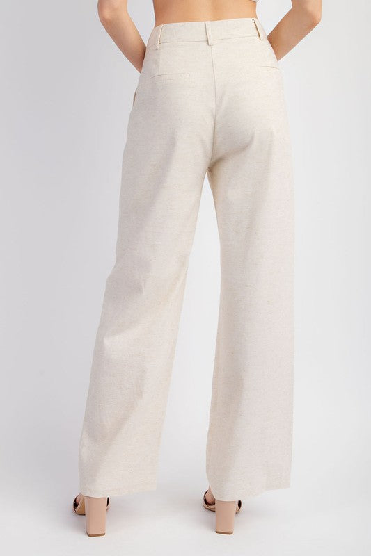 back of the Oatmeal Linen Trousers