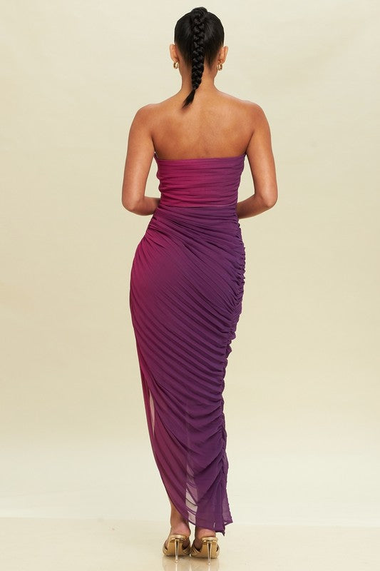 back of the Purple Multi Ombre Tube Dress