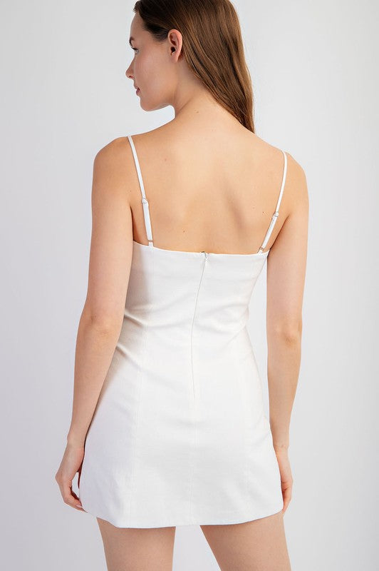 back of the Off White Tailored Linen Tube Mini Dress