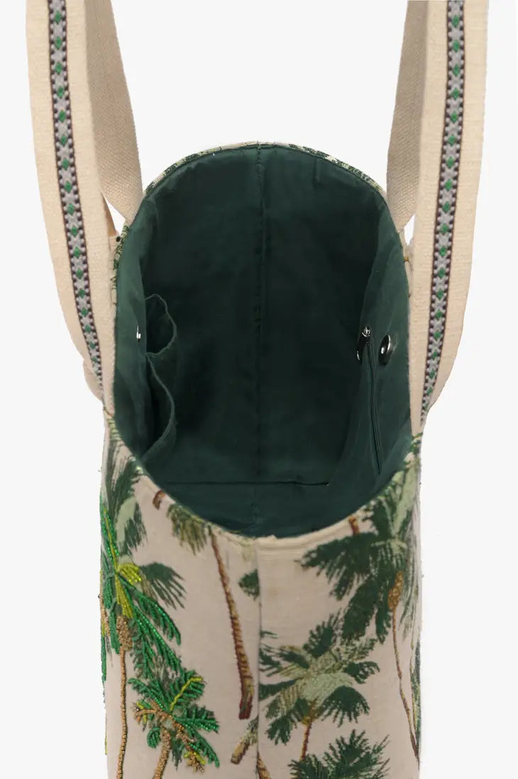 STYLED BY ALX COUTURE MIAMI BOUTIQUE Palm Trees Embellished Tote