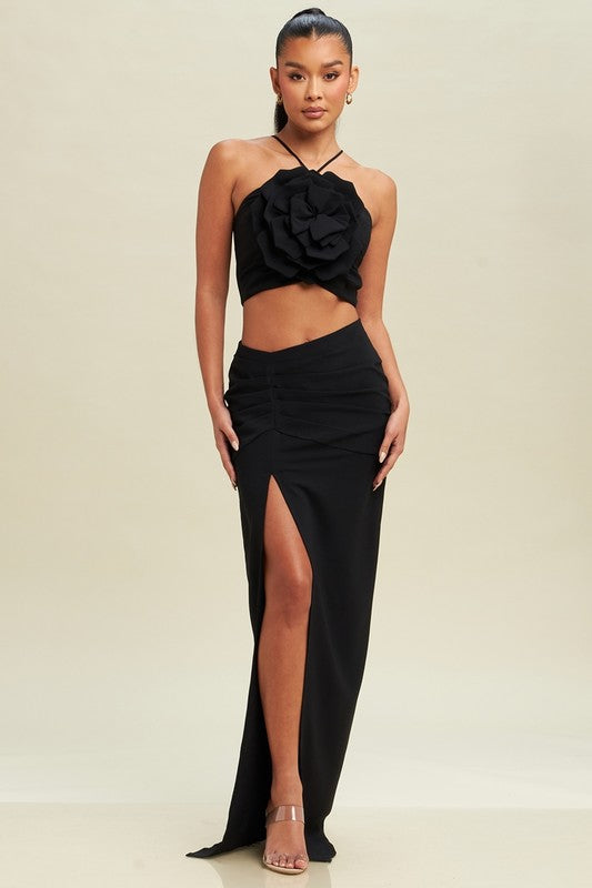 STYLED BY ALX COUTURE MIAMI BOUTIQUE Black Applique Cutout Dress 