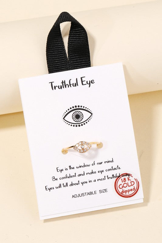 STYLED BY ALX COUTURE MIAMI BOUTIQUE Gold Sterling Silver Evil Eye Adjustable Ring 