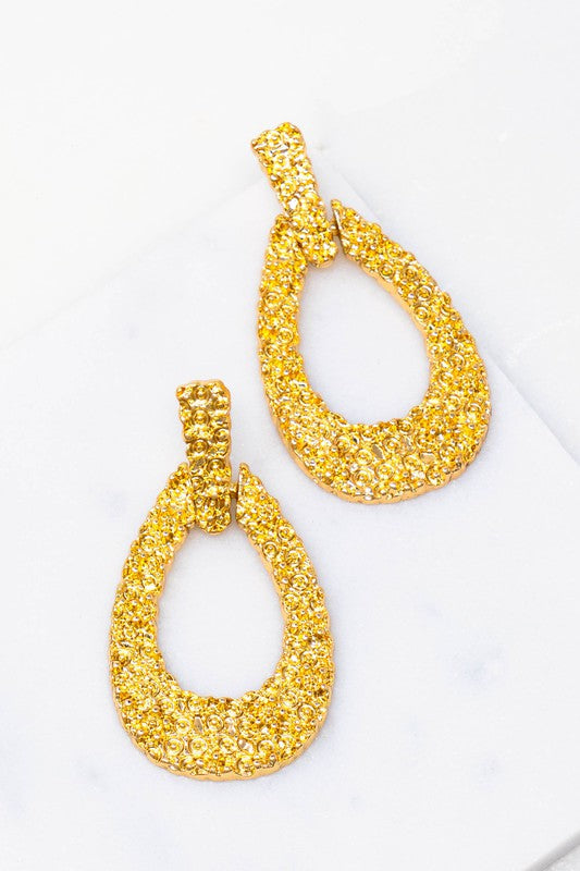STYLED BY ALX COUTURE MIAMI BOUTIQUE Gold Textured Dooer Knocker Earrings 