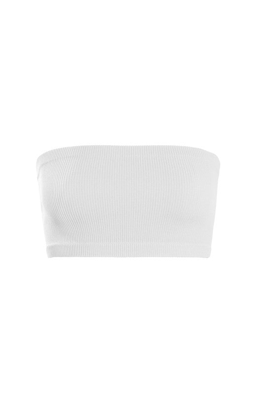 White Thick Ribbed Bandeau