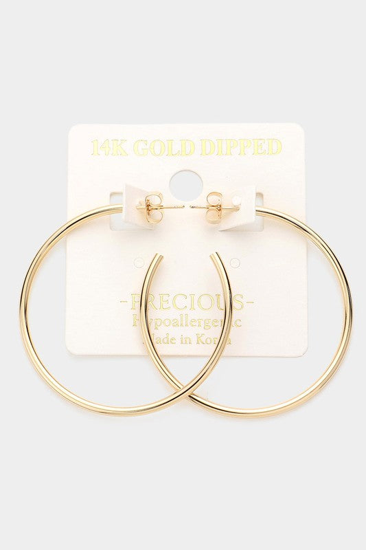 STYLED BY ALX COUTURE MIAMI BOUTIQUE 14K Gold Dipped 1.75 Inch Metal Hoop Earrings