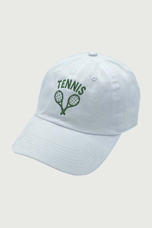 STYLED BY ALX COUTURE MIAMI BOUTIQUE White TENNIS Sporty Embroidery Baseball Cap
