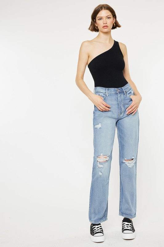 STYLED BY ALX COUTURE MIAMI BOUTIQUE Light Denim Ultra High Rise 90S Boyfriend Jeans 