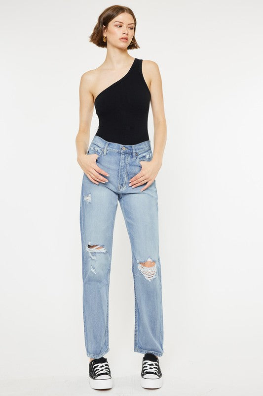 STYLED BY ALX COUTURE MIAMI BOUTIQUE Light Denim Ultra High Rise 90S Boyfriend Jeans