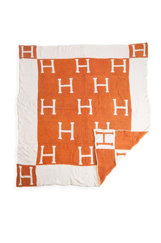 STYLED BY ALX COUTURE MIAMI BOUTIQUE Orange Microfiber Cozy Home Blanket