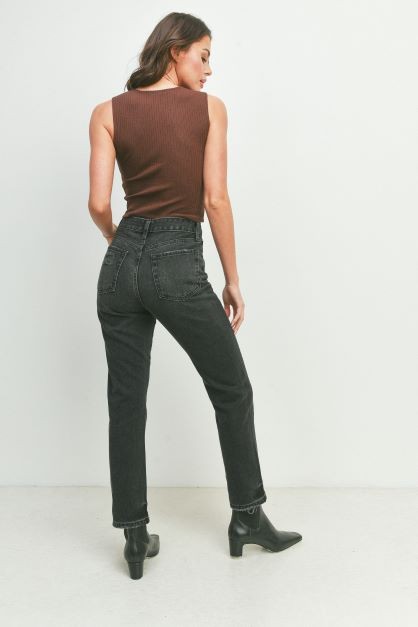 STYLED BY ALX COUTURE MIAMI BOUTIQUE Washed Black Super High Rise Girlfriend Jeans