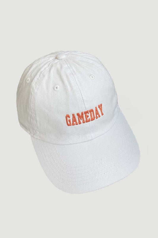 STYLED BY ALX COUTURE MIAMI BOUTIQUE White Orange GAME DAY Embroidery Baseball Cap 