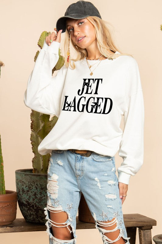 White Jet Lagged Printed Sweater Top