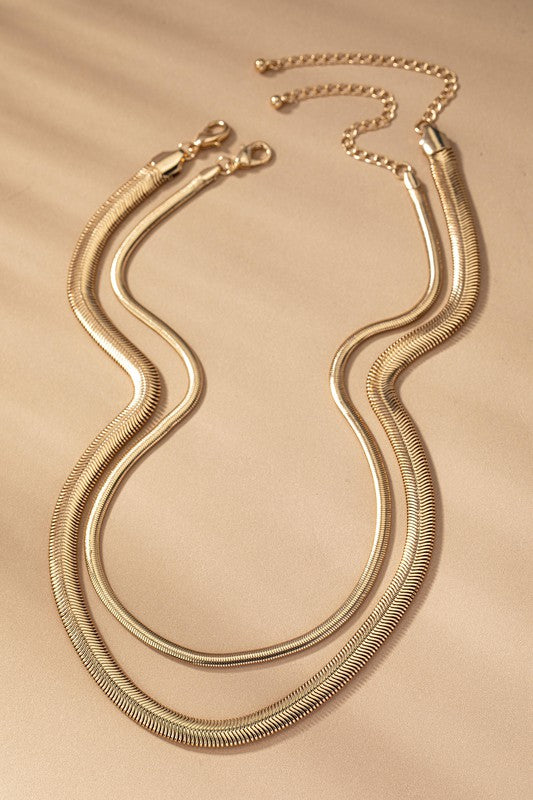 STYLED BY ALX COUTURE MIAMI BOUTIQUE Gold Two Chunky Snake Chain Necklace Set 