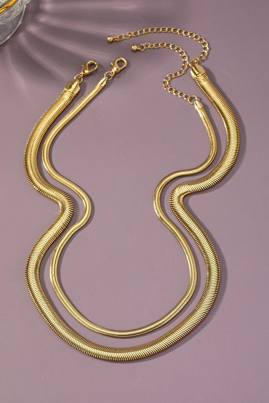 STYLED BY ALX COUTURE MIAMI BOUTIQUE Gold Two Chunky Snake Chain Necklace Set