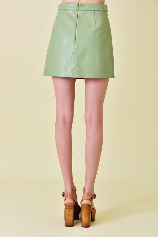 Sage Faux Leather Mini Skirt