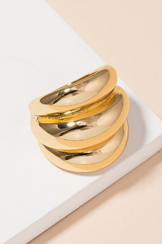 STYLED BY ALX COUTURE MIAMI BOUTIQUE Gold Metallic Layered Fashion Ring 