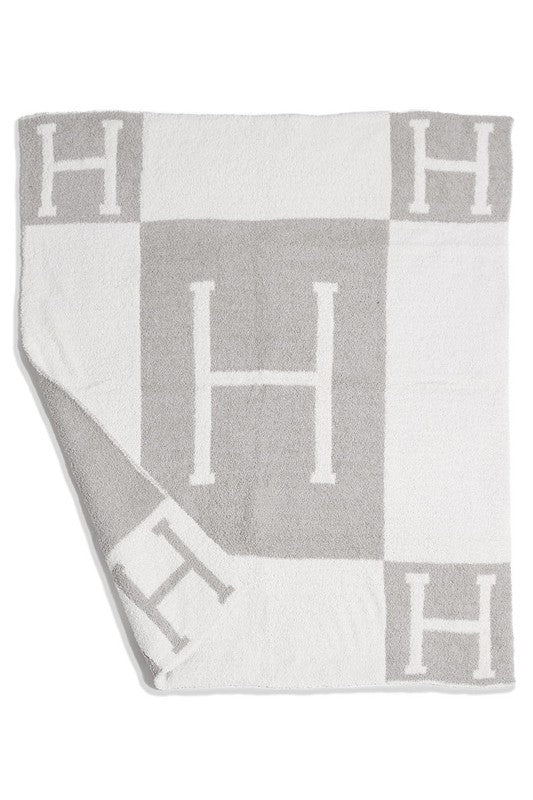 STYLED BY ALX COUTURE MIAMI BOUTIQUE Gray H Patterned Kids Blanket