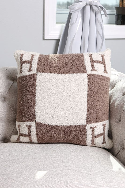 STYLED BY ALX COUTURE MIAMI BOUTIQUE Beige H Patterned Cushion Cover