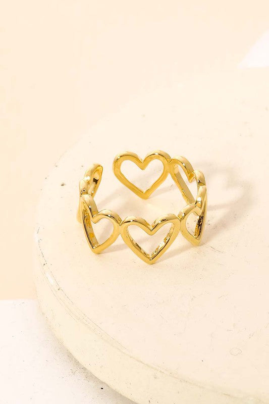 STYLED BY ALX COUTURE MIAMI BOUTIQUE Gold Open Heart Shape Fashion Ring