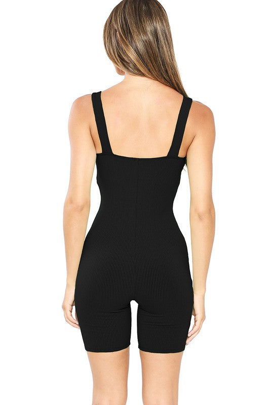 STYLED BY ALX COUTURE MIAMI BOUTIQUE Black Snatched Sleeveless Romper