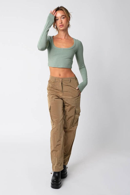 STYLED BY ALX COUTURE MIAMI BOUTIQUE Gothic Olive Chute Cargo Pants