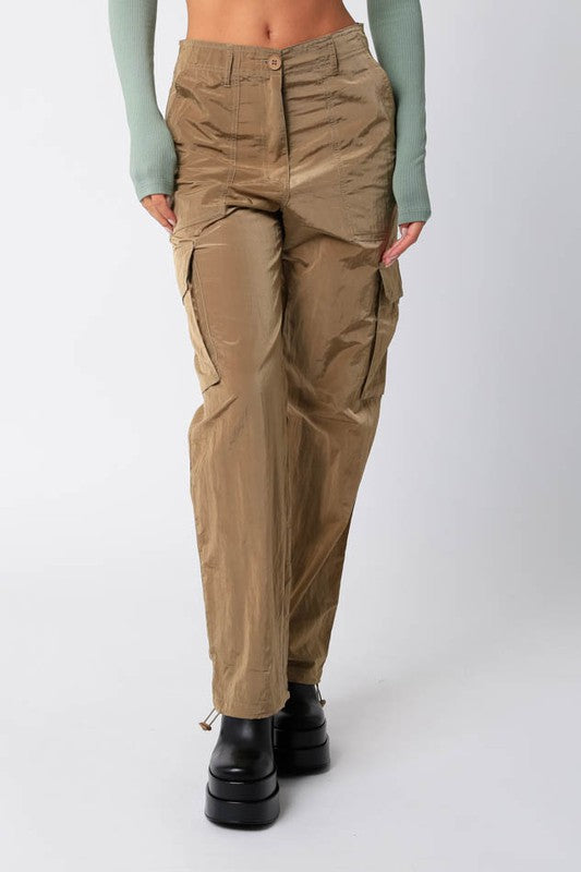 STYLED BY ALX COUTURE MIAMI BOUTIQUE Gothic Olive Chute Cargo Pants