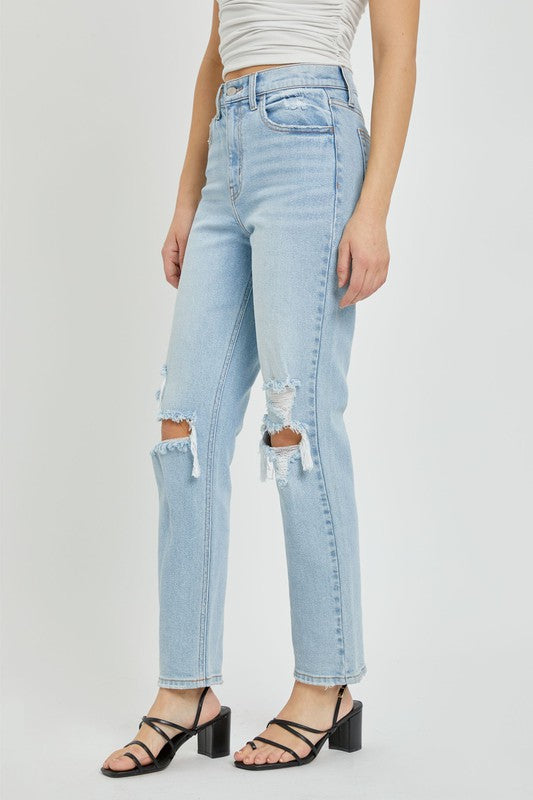 STYLED BY ALX COUTURE MIAMI BOUTIQUE Light Denim High Rise Straight Jeans