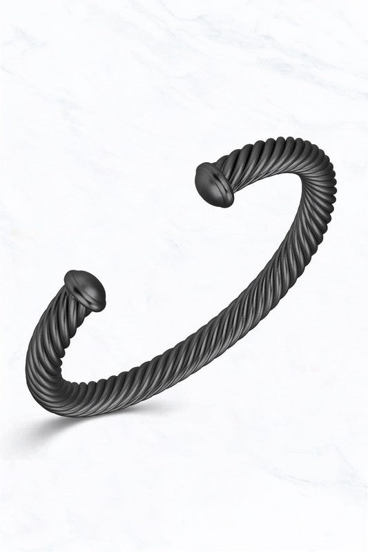 Plain Cable Cuff Fashion Bracelet