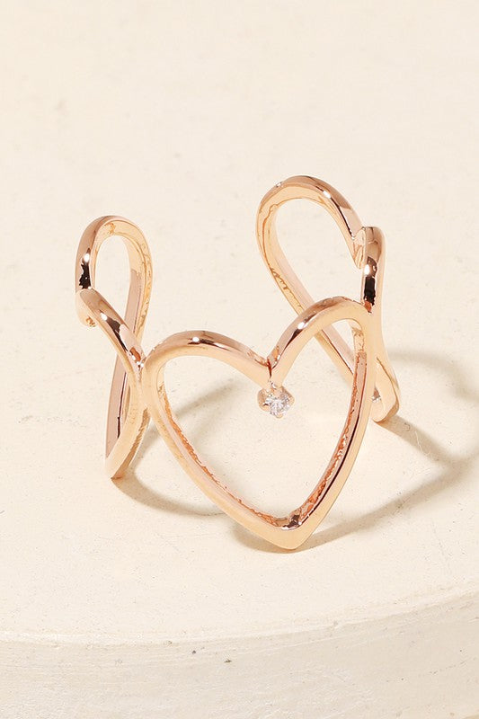 STYLED BY ALX COUTURE MIAMI BOUTIQUE Rose Gold Heart Chain Link Ring 