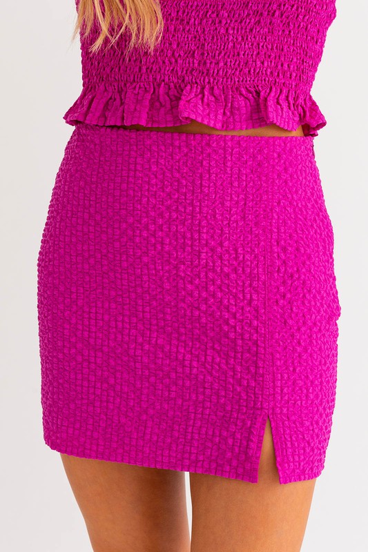 STYLED BY ALX COUTURE MIAMI BOUTIQUE Magenta Slit Mini Skirt