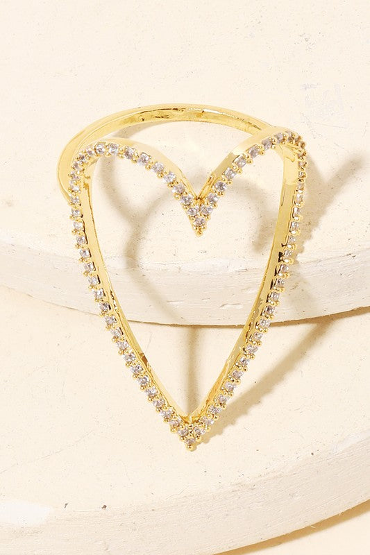 STYLED BY ALX COUTURE MIAMI BOUTIQUE Gold Pave Heart Cutout Ring 