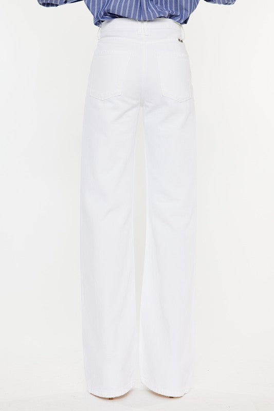 Back view of the White High Rise Flare Jeans 