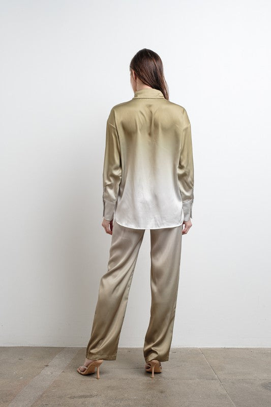 STYLED BY ALX COUTURE MIAMI BOUTIQUE Olive Satin Ombre Pants