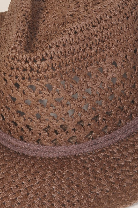 STYLED BY ALX COUTURE MIAMI BOUTIQUE Brown Straw Braided Cowboy Hat