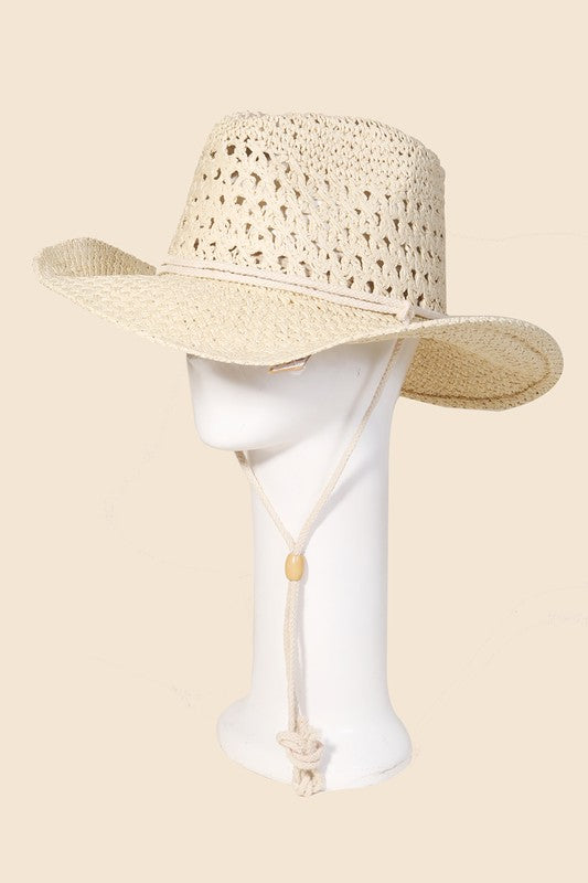 STYLED BY ALX COUTURE MIAMI BOUTIQUE Ivory Straw Braided Cowboy Hat