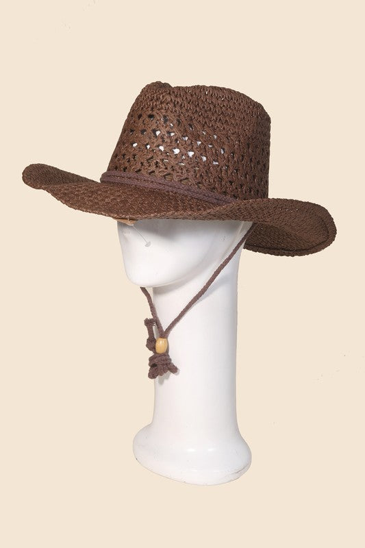 STYLED BY ALX COUTURE MIAMI BOUTIQUE Brown Straw Braided Cowboy Hat